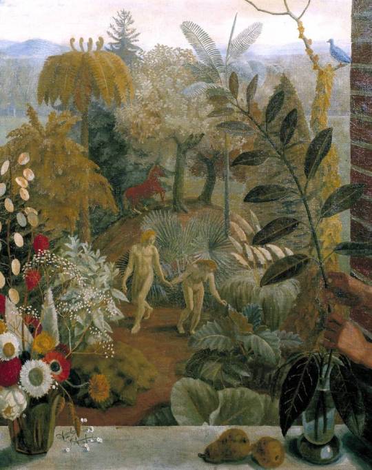 Adam and Eve in the Garden of Eden exhibited 1936 by Charles Mahoney 1903-1968