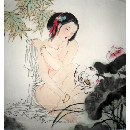 chinese_beautiful_lady_painting_lotus_flower-6