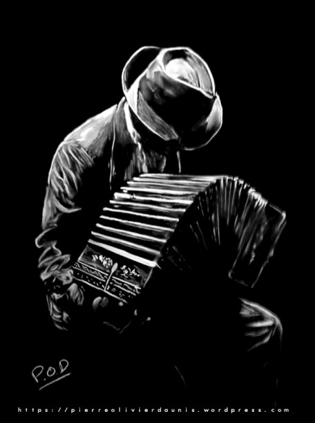 modern painting pastel bandoneonist music n°5 home déco music